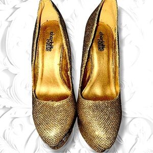 Charlotte Russe Gold Glitter Stiletto Heels